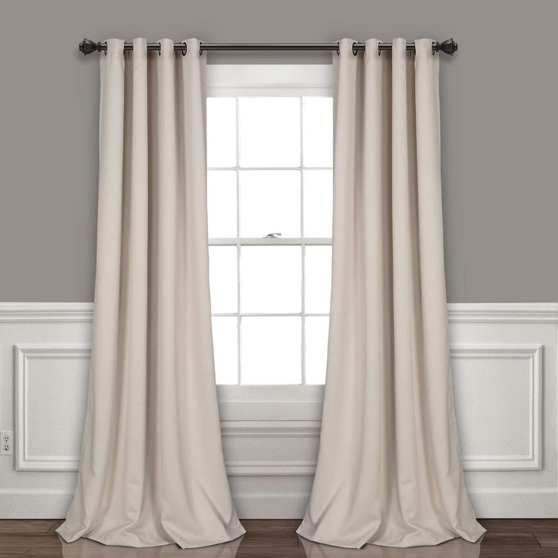 Lush Decor Insulated Grommet Blackout Window Curtain Panels, Pair, 52" W x 120" L, Wheat - Classic Modern Design - 120 Inch Curtains - Extra Long Curtains For Living Room, Bedroom, Or Dining Room - Image 1